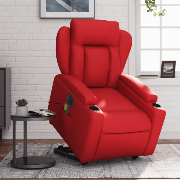 Assento elevável elétrico, de couro artificial vermelho D