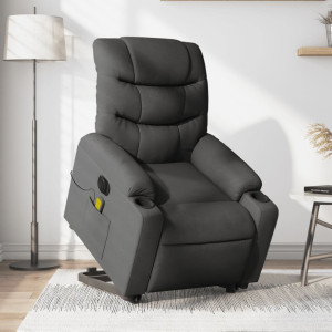 Sillón de masaje eléctrico reclinable elevable tela gris oscuro D