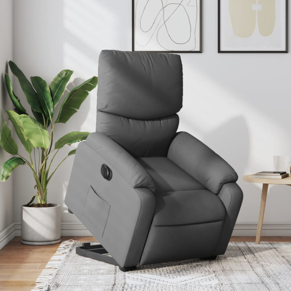 Sillón eléctrico reclinable elevable de tela gris oscuro D