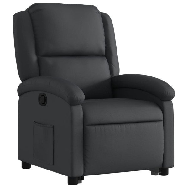 Sillón reclinable elevable cuero auténtico negro D