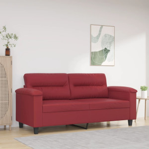 Sofá de 2 plazas de cuero sintético rojo vino 140 cm D