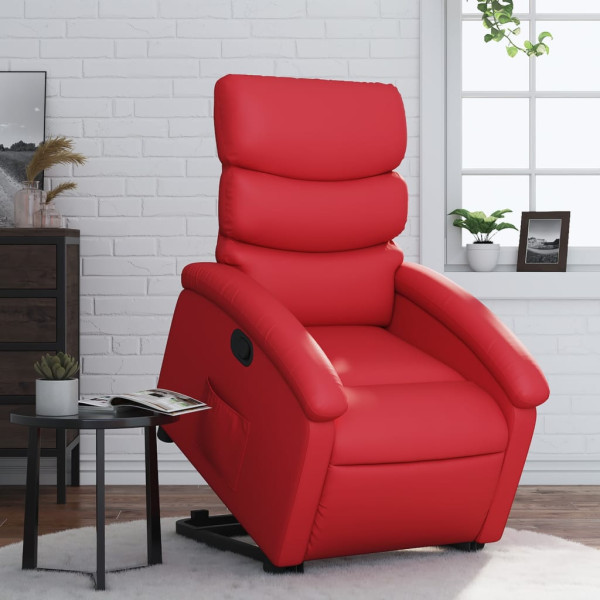 Sillón reclinable elevable cuero artificial rojo D