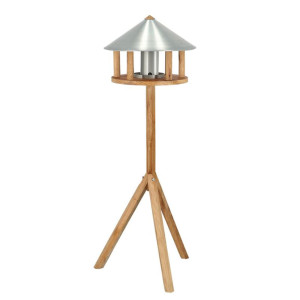 Esschert Design Mesa para pássaros com silo e telhado redondo em zinco D