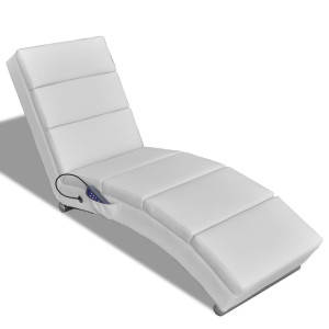 Cama de massagem reclinável de couro sintético branco D