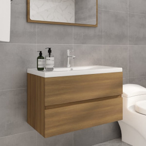Mobiliário de casa de banho com lavatório madeira contraplacada marrom carvalho D