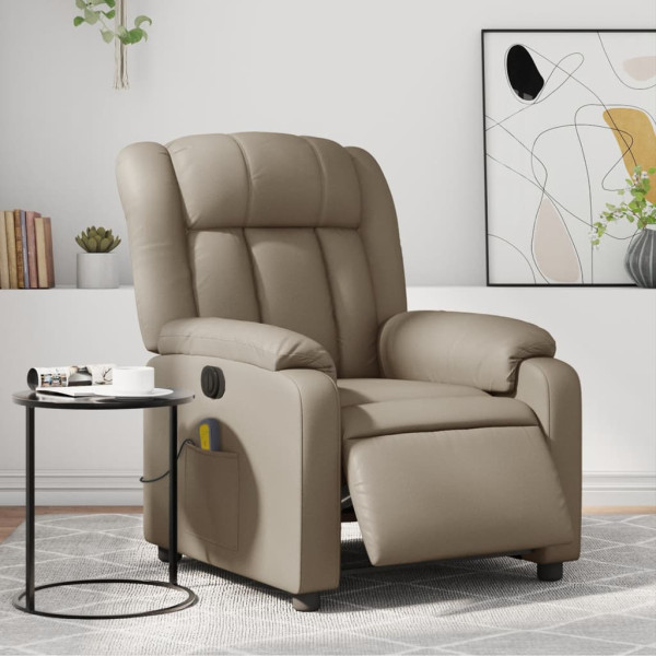 Sillón reclinable de masaje eléctrico cuero sintético capuchino D