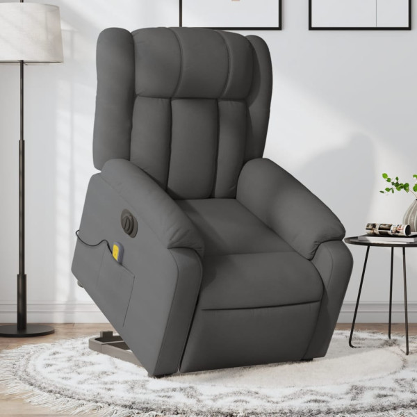 Sillón de masaje eléctrico reclinable elevable tela gris oscuro D