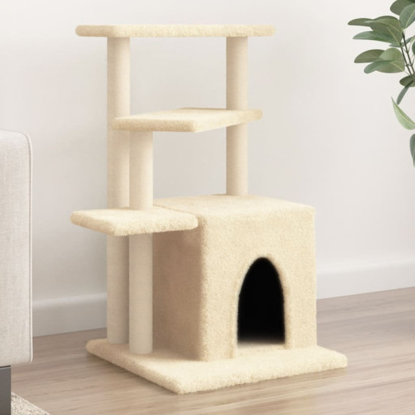 Raspador para gatos com postes de sisal creme 83,5 cm D