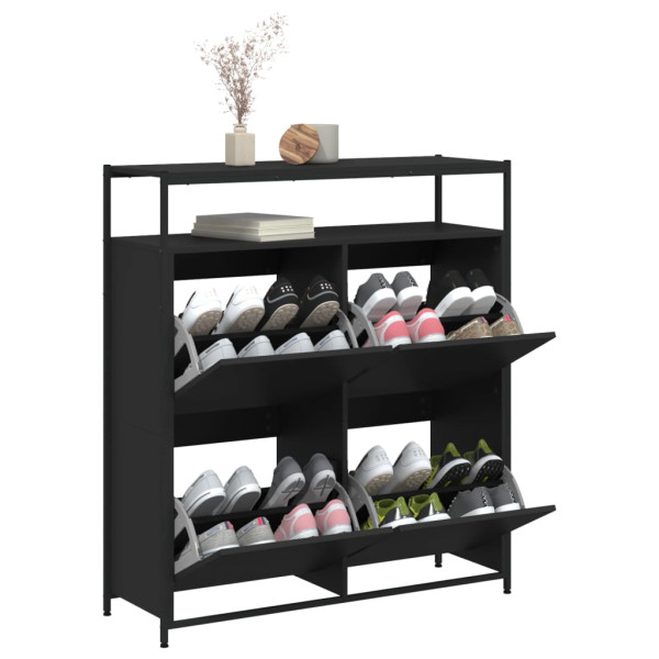 Mueble zapatero con 4 cajones abatibles negro 100x34x112 cm D