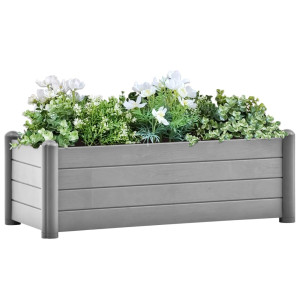 Arriate de jardín PP gris piedra 100x43x35 cm D