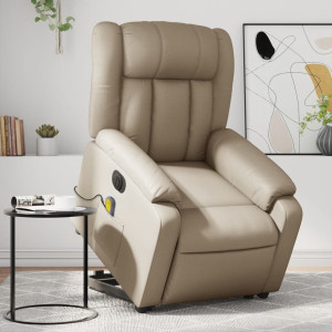 Sillón reclinable de masaje eléctrico cuero sintético capuchino D