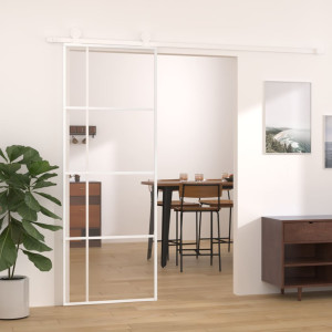 Puerta corredera ESG vidrio y aluminio blanca 76x205 cm D