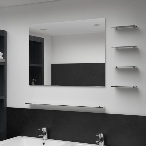 Espejo de pared con 5 estantes plateado 80x60 cm D