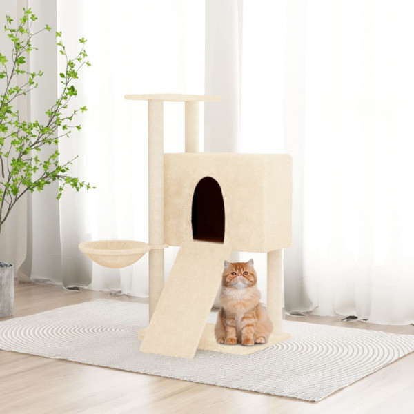 Raspador para gatos com postes de sisal creme 96 cm D