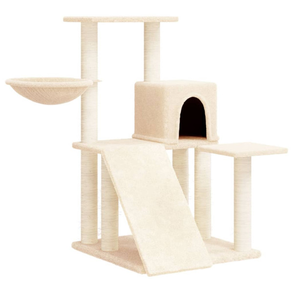 Raspador para gatos com postes de sisal creme 82 cm D