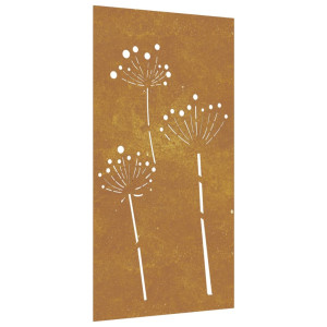 Decoração p/ muro de jardim 105x55 cm aço corten design flores H