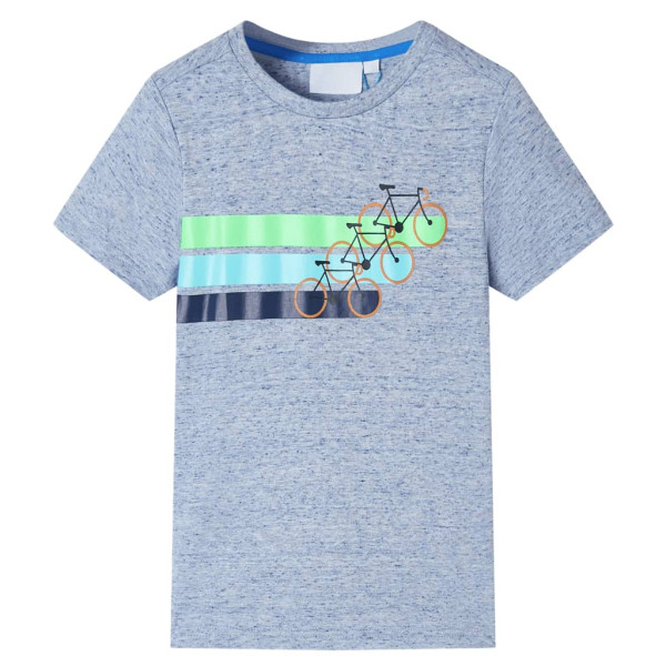 Camiseta infantil de manga corta azul mélange 128 D