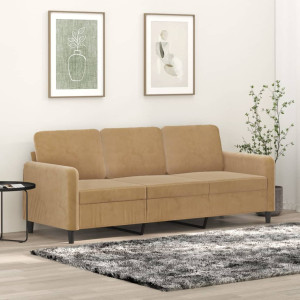 Sofá de 3 plazas terciopelo marrón 180 cm D