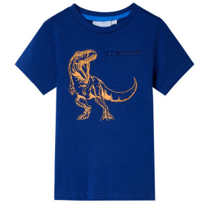 Camiseta infantil de manga corta azul oscuro 140 D