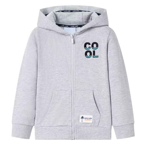 Sudadera para niños con capucha y cremallera gris 116 D