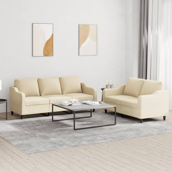 Conjunto de sofá com almofadas 2 peças tecido creme D