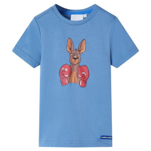 Camiseta infantil de manga corta azul medio 104 D