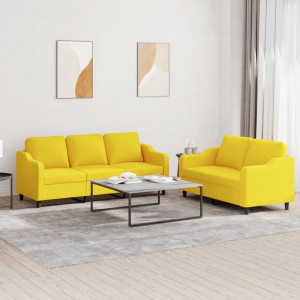 Juego de sofás con cojines 2 piezas tela amarillo claro D