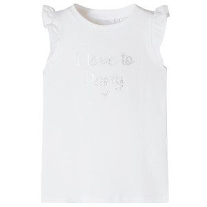 T-shirt infantil com mangas de volante brancas 128 D