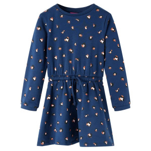 Vestido para niños de manga larga azul marino 128 D