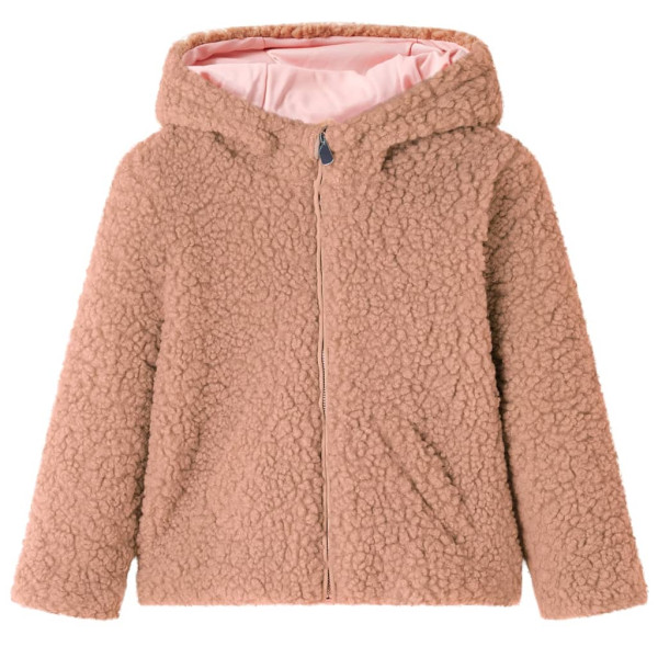 Chaqueta con capucha niños pelo sintético borreguito coñac claro 128 D