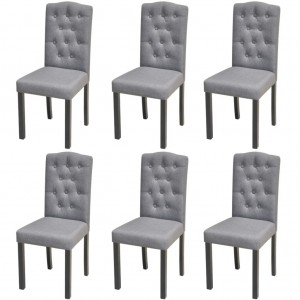 Cadeiras de jantar 6 unidades de tecido cinza D