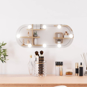 Espelho de parede oval com luzes LED de vidro 20x50 cm D