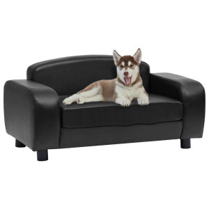Sofá para perros cuero sintético negro 80x50x40 cm D