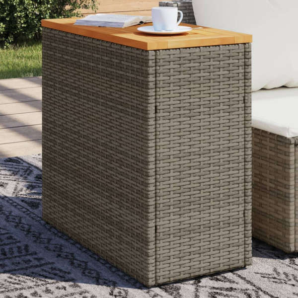 Mesa auxiliar jardim tampa de madeira ratão PE cinza 58x27.5x55 cm D