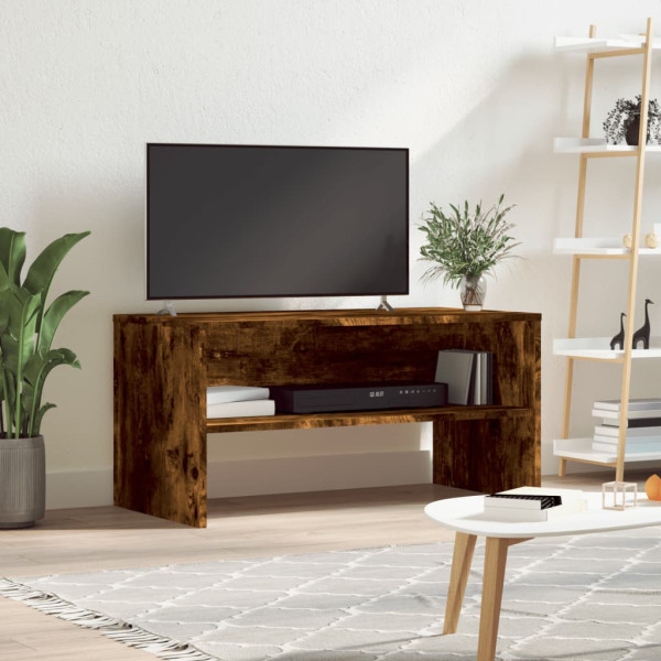 Mueble de TV madera de ingeniería roble ahumado 80x40x40 cm D