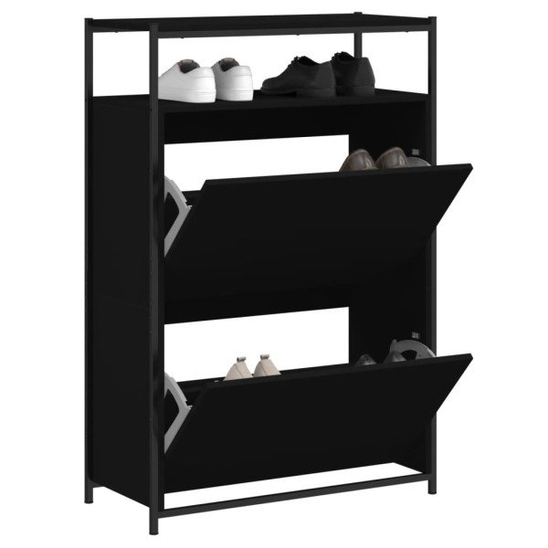 Zapatero de madera de ingeniería negro 75x34x112 cm D