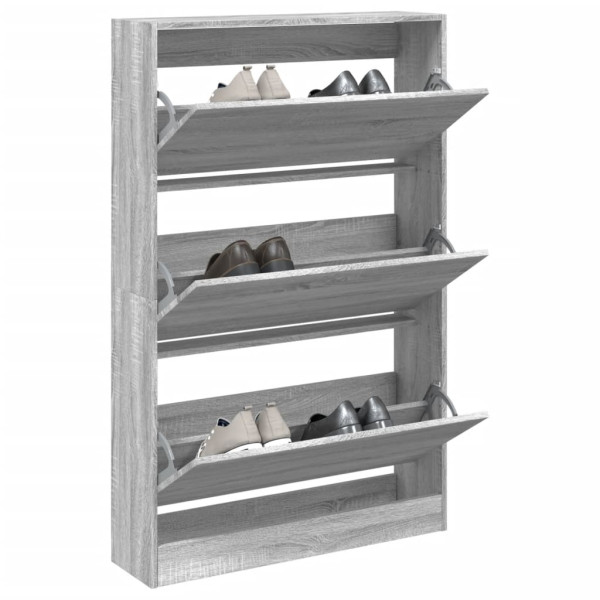 Zapatero de madera de ingeniería gris Sonoma 80x21x125.5 cm D