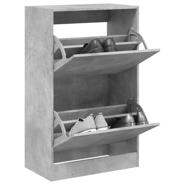 Zapatero de madera de ingeniería gris hormigón 60x34x96.5 cm D