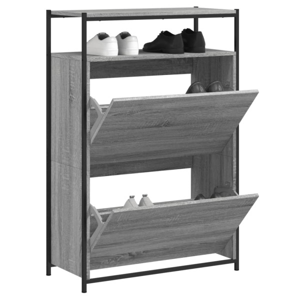 Zapatero de madera de ingeniería gris Sonoma 75x34x112 cm D