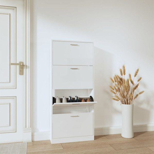 Mobiliário calçado madeira contraplacada branco brilho 59x17x150 cm D
