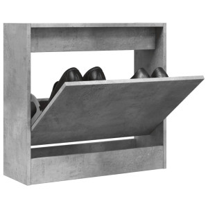 Zapatero de madera de ingeniería gris hormigón 60x21x57 cm D
