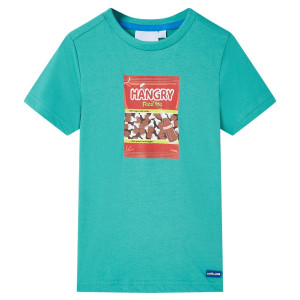 Camiseta infantil de manga corta color verde menta oscuro 128 D