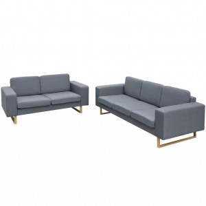 Conjunto de sofás de 2 y 3 plazas gris claro D