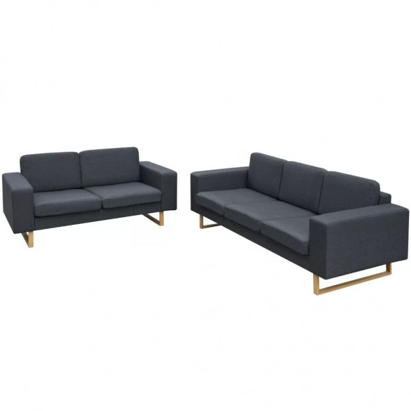 Conjunto de sofás de 2 e 3 lugares cinza escuro D