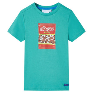 Camiseta infantil de manga corta color verde menta oscuro 116 D