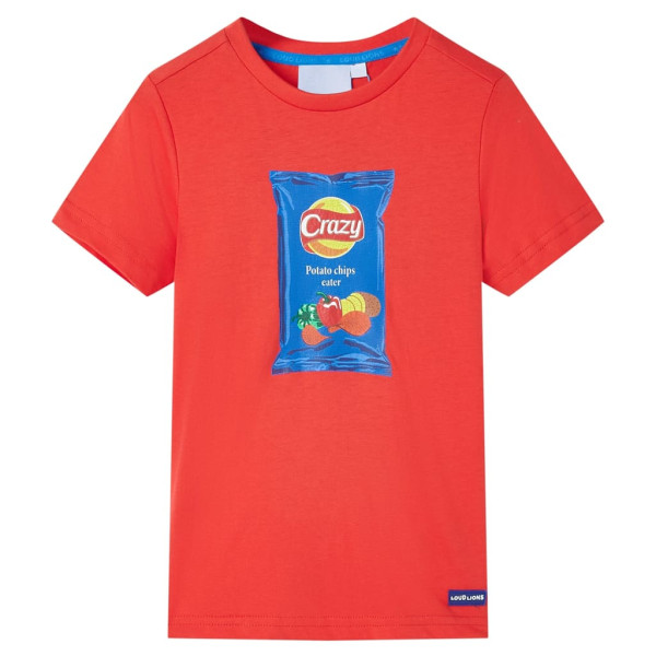 Camiseta de manga corta de niños rojo 140 D