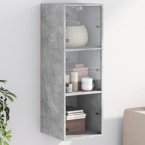 Mobiliário de parede portas de vidro cinza 35x37x100 cm D