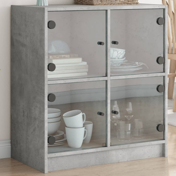 Armario auxiliar puertas de vidrio gris hormigón 68x37x75.5 cm D