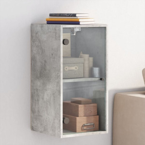 Mueble de pared puertas de vidrio gris hormigón 35x37x68.5 cm D