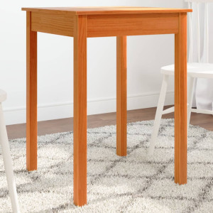 Mesa de jantar madeira maciça de pinho castanho cera 55x55x75 cm D